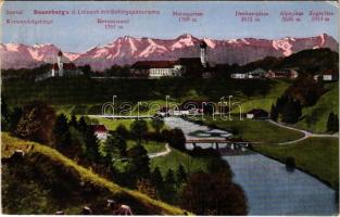1923 Beuerberg (Eurasburg), Isartal, Karwendelgebirge, Herzogstand, Heimgarten, Dreitorspitze, Alpspitze, Zugspitze (EK)
