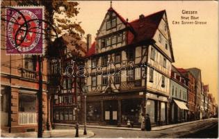 1920 Gießen, Giessen; Neue Bäue Ecke Sonnen-Strasse / street view, shop of A. Schuster & Co. (EK)