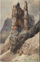 Die Alpen IV. Kleine Zinne (Cima Piccola, Südtirol) s: E. T. Compton (EK)