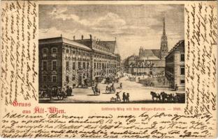 1898 (Vorläufer) Wien, Vienna, Bécs; Gruss aus Alt-Wien. Lobkowitz-Platz mit dem Bürger-Spitale / square with hospital (EB)