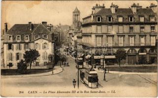 Caen, La Place Alexandre III et la Rue Saint-Jean / street view, tram (fl)