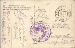 1916 Weltkrieg 1914-1916. Österr.-ungar. 30,5 cm Mörser-Batterie auf dem russischen Kriegsschauplatz...