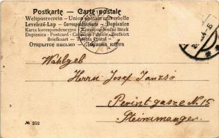 1904 Fröhliche Weihnachten! / Christmas greeting art postcard with lady (lyukak / pinholes)