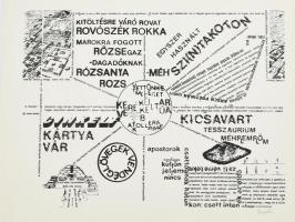 Bujdosó Alpár (1935-2021): Kitöltésre váró rovat.... Szitanyomat, papír, jelzett, 42x57 cm