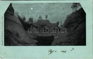 1899 (Vorläufer) Ipolyság, Sahy; Honti szakadás este. Kanyó A. kiadása / gorge at night