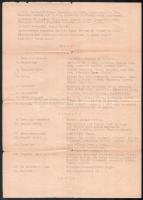 1945 A Déli Internáló Tábor internáltjainak kultúrdélutánja műsora, hátoldalán aláírásokkal + internálótábori szabadulólevél