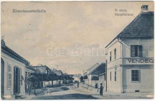 1907 Nagyszentmihály, Németszentmihály, Grosspetersdorf; Fő utca, vendéglő / Hauptstrasse, Gasthof / main street, restaurant (EK)
