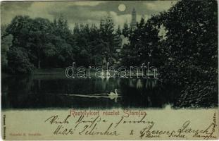 1900 Stomfa, Stampfen, Stupava; Kastélykert este. Wetschl K. / castle park at night