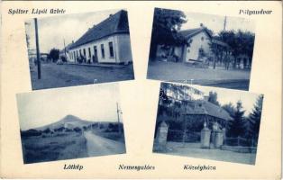 1941 Nemesgulács, látkép, Községháza, Pályaudvar, vasútállomás, Spitzer Lipót üzlete és saját kiadása (EK)