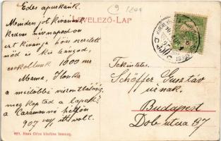 1907 Isaszeg, vasútállomás, vonat, templom. Haas Géza kiadása + "KIRÁLYHÁZA - MISKOLCZ - BUDAPE...