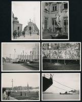 cca 1930-1940 Lengyel cserkész Jamboree-n résztvevő magyarok felvételei, az egyik képen Márton Lajos kiállított munkája, 6 db hátoldalán feliratozott fotó, 8,5x6 cm