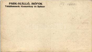 Siófok, Park szálló, Park étterem, kávéház és cukrászda. Tulajdonosok Komoróczy és Spitzer. photo (f...