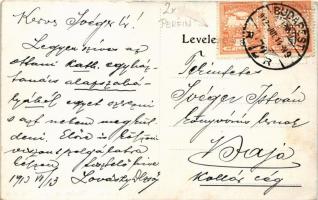 1913 Budapest VIII. Szent István Társulat. Szentkirályi utca 28-30. + perfin (EK)