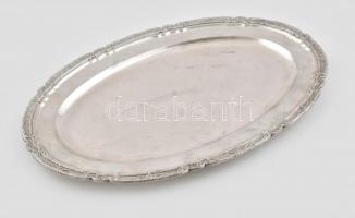 Ezüst (Ag) tálca. díszített ezüst szegéllyel, jelzett, mesterjegyes 1320 g 48x35 cm