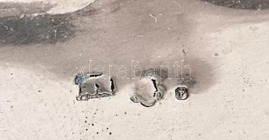 Ezüst (Ag) tálca. díszített ezüst szegéllyel, jelzett, mesterjegyes 1320 g 48x35 cm