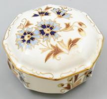 Zsolnay búzavirág mintás porcelán élkszertartó, Kézzel festett, jelzett, hibátlan d: 9 cm