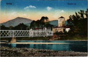1918 Zsolna, Zilina; Hrad Budatín / Budatin vára, híd. Vasúti levelezőlapárusítás 24. sz. 1916. / castle, bridge (EK)