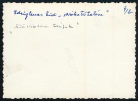 cca 1940 Siófok, ideiglenes híd "próbaterhelése" a Sió csatornán Toldi harckocsival, hátol...