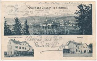 Gleisdorf (Steiermark), Bahnhof, Bahnhofrestauration. P. Steiner Nr. 692. / railway station and railway restaurant (EK)