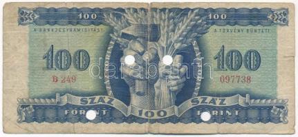 1946. 100Ft "B 249 097738", lyukasztással érvénytelenítve T:III-
Adamo F26