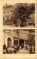 Budapest I. Brodmann Lipót vendéglős Lánchíd-szálloda és étterem, fedett terasz, Buzás Antal tulajdonos. Öntőház utca 1. (Második világháborúban elpusztult)