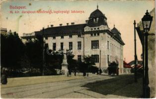 1915 Budapest I. M. kir. darabont testőrségi legénységi laktanya, jobbra tabáni házak. Attila út 12. Taussig A. kiadása