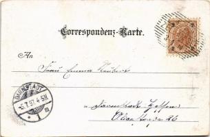 1897 (Vorläufer!) Zell am See, Marktplatz / market square. Art Nouveau, floral, litho (EK)