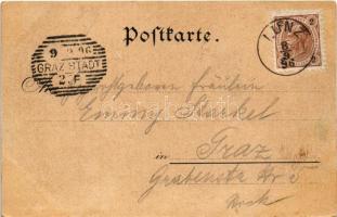 1896 (Vorläufer!) Lunz am See, Mittersee, Hohle Mauer, Lunzersee mit Scheiblingstein. Art Nouveau, f...