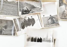 cca 1938-1945 Vegyes katonai fotó tétel, hadianyag szállítása, ágyúk, szétrobbantott viadukt, katona...