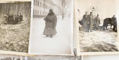 cca 1938-1945 Vegyes katonai fotó tétel, hadianyag szállítása, ágyúk, szétrobbantott viadukt, katona...