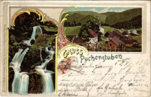 1898 (Vorläufer) Puchenstuben, am Ötscher, Treflingfall. Regel & Krug Art Nouveau, floral, litho (EK)