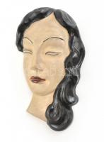Krupinszky László (1888-1945): Art deco női fej, jelzett, kopásnyomokkal, 28×16 cm