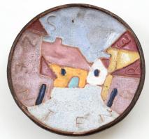 Ligeti Erika (1934-2004): Szentendre. Mázas kerámia tálka, jelzett, minimális lepattanással, d: 8 cm