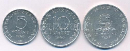 1948. 5Ft Ag "Petőfi" + 10Ft Ag "Széchenyi" + 20Ft Ag "Táncsics" &quot...