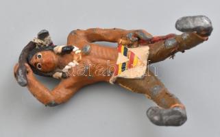 2 db régi festett ólomfigura (indián és ló), jelzés nélkül, kopott, m: 8-9,5 cm