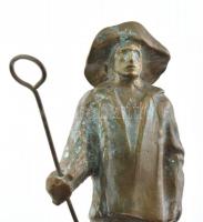 Jelzés nélkül: Halász. Bronz szobor, fa talapzaton, m: 23 cm