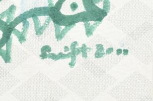 Szeift Béla (1944-2012): Lények, 2000. Akvarell, filctoll, papír (tapéta), jelzett, kissé sérült. La...