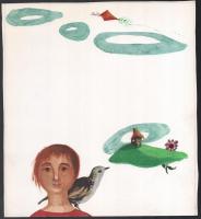 Jelzés nélkül: Illusztrációk gyerekkönyvhöz, össz. 10 db. Tempera, papír. 29x26 cm (1 db 9x9 cm)