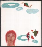 Jelzés nélkül: Illusztrációk gyerekkönyvhöz, össz. 10 db. Tempera, papír. 29x26 cm (1 db 9x9 cm)