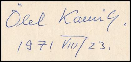 1971 Feleki Kamill (1908-1993) színész saját kézzel írt és aláírt gratulációja Marton Endrének szính...