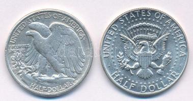 Amerikai Egyesült Államok 1918S 1/2$ Ag "Walking Liberty" + 1968D 1/2$ Ag "Kennedy&qu...