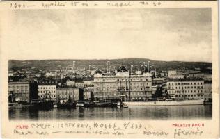 1903 Fiume, Rijeka; Palazzo Adria / Palota, kikötő / palace, port