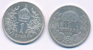 Vegyes: 1893KB 1K Ag "Ferenc József" + Ausztria 1915. 1K Ag "Ferenc József" T:3,...