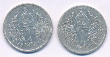 Ausztria 1893-1901. 1K Ag "Ferenc József" (2xklf) T:2-,3 Austria 1893-1901. 1 Corona (2xdi...