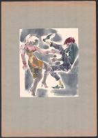 Rau Tibor (1934-2000), 9 db mű: Rock and roll (erotikus rajz sorozat). Akvarell, tus, papír, kartonr...