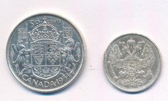 Orosz Birodalom 1914. 20k Ag + Kanada 1954. 50c Ag "II. Erzsébet" T:2
Russian Empire 1914...