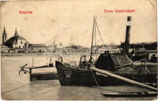 Komárom, Komárnó; Ferenc József rakpart, MFTR állóhajó / quay, ships (EB)