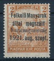 Nyugat-Magyarország I. 1921 Arató 2f próbanyomat, Bodor vizsgálójellel