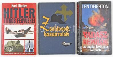 3 db II. világháborúval foglalkozó könyv: Zsoldosok, hazaárulók, Vadászrepülők, Hitler titkos fegyverei