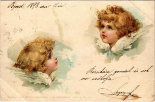 1898 (Vorläufer) Children art postcard, angels. Theo. Stroefers Kunstverlag Aquarell-Postkarte Serie VI. No. 5420. (EK)